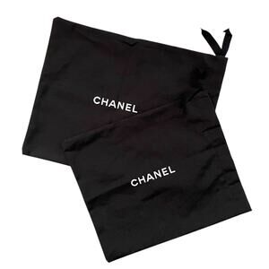 Chanel Black Drawstring Protective Cover Sleeper Dust Bag - Set of Two Bags